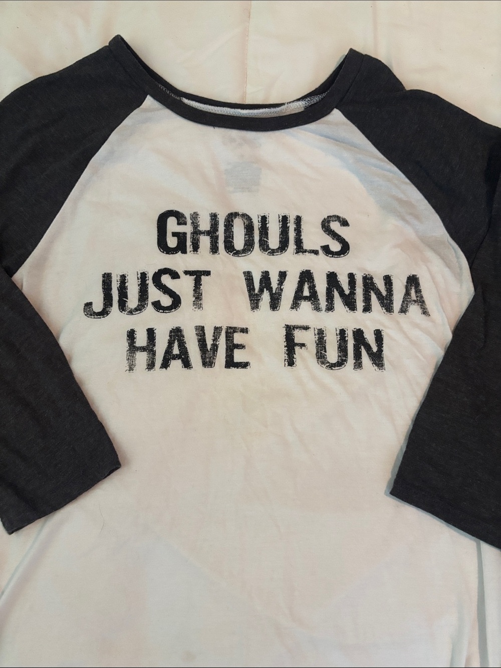 City Streets Black & White Raglan 'Ghouls Just Wanna Have Fun' Long Sleeve Tee